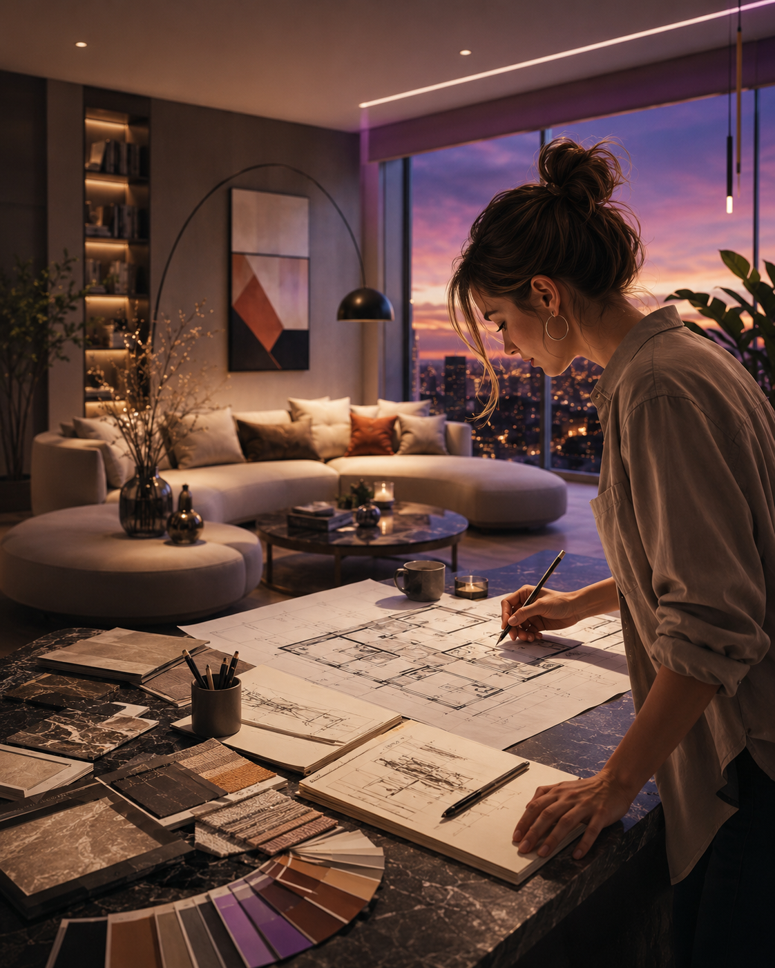 Interior designer in un ambiente contemporaneo