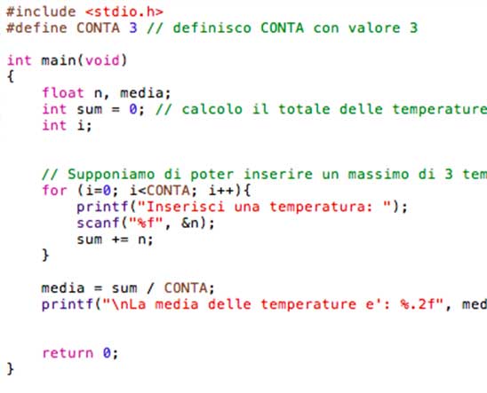 codice sorgente corso programmazione C Prato