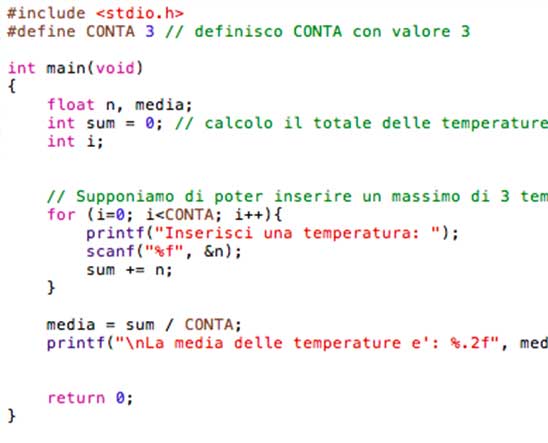 codice sorgente corso programmazione C Trieste