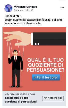 Corso Facebook Marketing: annuncio pubblicitario